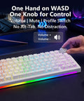 Ultra Durable 8Khz Magnetic Hall Effect Mechanical Gaming Board Featuring Clutch Rapid Trigger Keys and Snappy Seventy Five Percent Layout with volume knob.