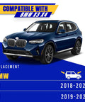 Replacement Windshield Wiper Blades Set For 2018 2022 BMW X3 And 2019 2022 BMW X4 with blue BMW SUV illustration