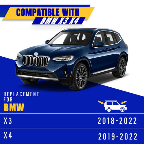 Replacement Windshield Wiper Blades Set For 2018 2022 BMW X3 And 2019 2022 BMW X4 with blue BMW SUV illustration