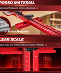 Pro Grade 4 In 1 Router Milling Groove Bracket in red aluminum alloy with clear scale for woodworking precision