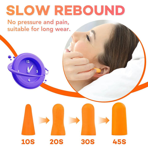 VOISEN ear plugs, orange foam, 100 pairs for sleeping and noise reduction