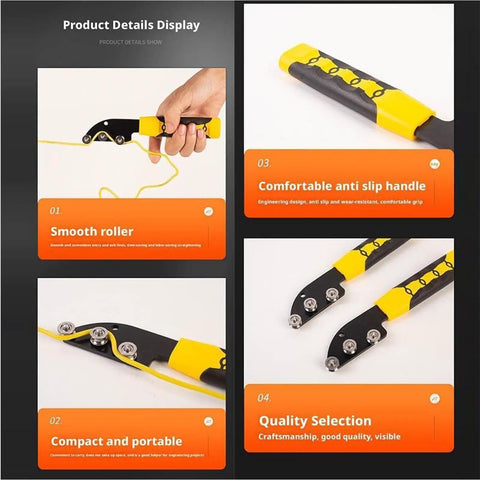 Pro Cable Straightener Tool With No Slip Handle For Easy Wire Untwisting And Bending Manual Precision Looper Device For Electricians And Hvac Pros To Tame Messy Wires Fast On The Job Site with smooth roller and ergonomic grip.