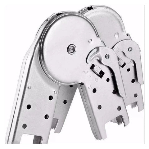 Badass Aluminum Locking Joint Hinge For Folding Ladders With Adjustable Angle Positioning And Secure Multifunction Buckle For Top Shelf Construction And Diy Work, showcasing detailed pivot mechanism and locking feature.