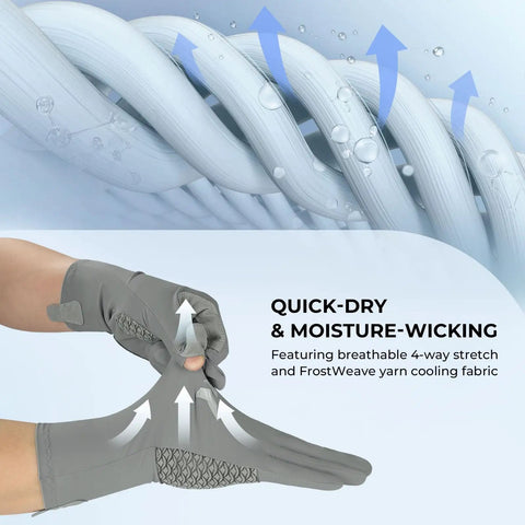 Sol Armis Pro UPF 50 Plus Fishing Gloves With FrostWeave Cooling Tech Quick Dry Full Finger UV Sun Protection shown stretching