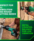 Person using 18V Cordless Reciprocating Saw With Orbital Cut Mode Beast Mode Power 3000 SPM for demolition and cutting