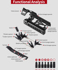 Image of 38 In 1 Bike Repair Kit With Chain Levers Hex Spoke Wrench Crank Puller And Splitter Tool Portable Cycling Toolbox showcasing diverse tools.