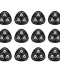 12pcs Mini Caster Wheels Adhesive 360 Degree Swivel for Furniture, black triangular casters with silver balls.
