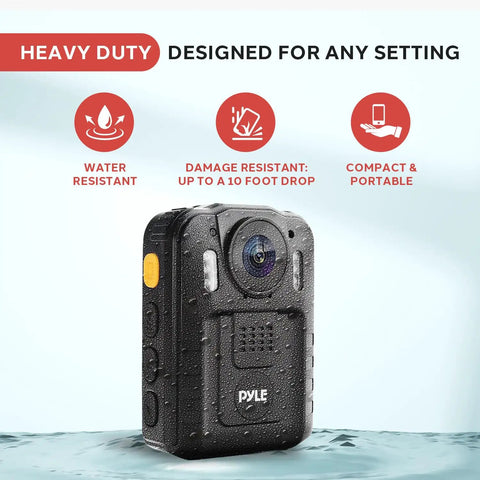 Police Security Video Compact Camera Wearable HD 2304x1296p Rechargeable Wireless Waterproof Mini Surveillance Cam With Night Vision Audio Video Recording Motion Detector in water-resistant design.