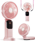 Portable Personal Fan With 4200mAh Battery And Digital Display 5 Speed Settings For Outdoor And Indoor Use Foldable 3 In 1