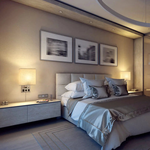Set Of 2 Wall Sconces With USB Ports For Bedside Or Bedroom And Living Room Modern Silver Wall Lamps Easy Install With Long Cord Includes 2 E26 Bulbs Can Be Plug In Or Wall Mounted Sleek And Practical illuminating a stylish bedroom.