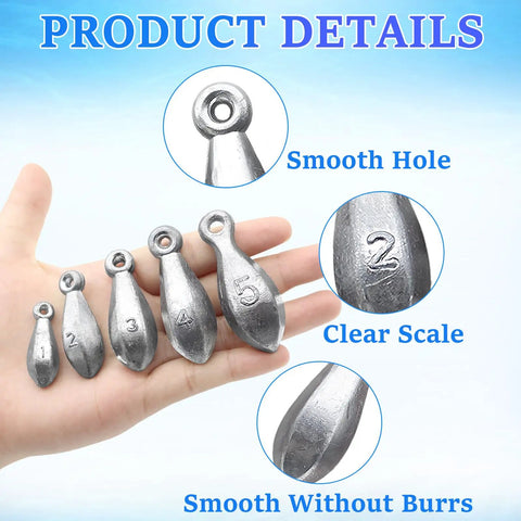 Bullet Shape Fishing Sinkers Set For Saltwater Surf Fishing Bank Weights Assortment 1Oz 2Oz 3Oz 4Oz 5Oz With Smooth Finish