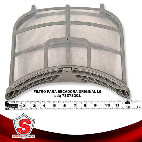 Genuine OEM Dryer Lint Filter Assembly For Gas Or Electric Dryers Replacement Part, shown with measurement scale.