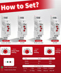 Guide to set Multifunction Time Relay 16A With 10 Functions For AC DC 12V 240V Relay GRT8 M2 with rotary switches diagram