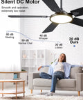 Smart 52 Inch Ceiling Fan With Lights Remote And App Control Dimmable 3CCT Color Temperature Quiet DC Motor in a living room