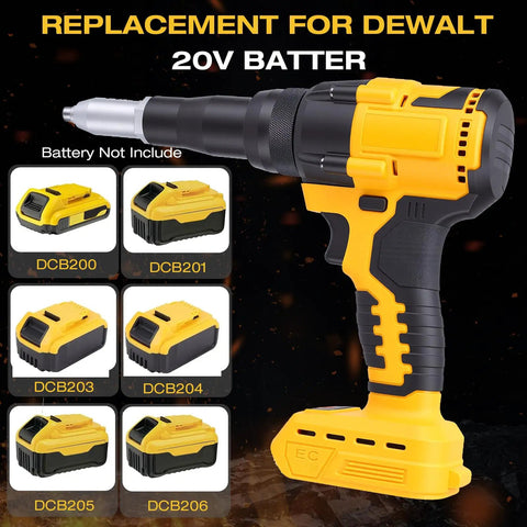 20V Cordless Rivet Gun With Brushless Motor And 2000 Lbs Kick Ass Power Includes Three Pro Grade Nose Tips for easy use