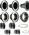 20-piece magnetic dust-collection fittings kit with 4" and 2.5" quick-connect adapters, reducers, flanges, and hose clamps