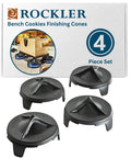 Bench Cookies Finishing Cones 4 pack shown with packaging, snug fit over work grippers, fail safe project finishing system.