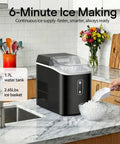 Countertop Nugget Ice Maker Portable Auto Clean With Basket And Scoop Ready In 6 Minutes on a kitchen countertop with ice