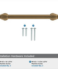 Champagne Bronze Traditional Cabinet Pull For Cabinets And Furniture Five And One Sixteenth Inch Center To Center Mounting shown with screws.