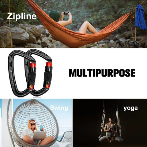 Heavy Duty Auto Lock Carabiner Clips 28KN 6172Lbs Aluminum 4 Pack Large Carabiners for keychains hammock camping gym hiking