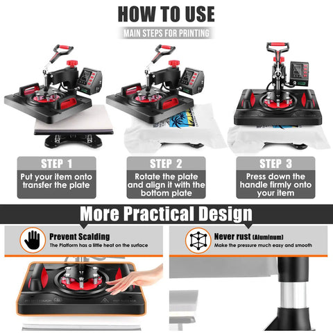 How to use Akeydiy Pro 8 In 1 Heat Press Machine Sublimation System 12 By 15 Inch with step-by-step instructions.