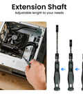 Pocket Precision Screwdriver Set 48 In 1 Magnetic Kit With CRV Bits in use, showing ergonomic grip and adjustable extension shaft.