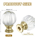 Gold Tone Crystal Lamp Finial Cap For Lampshade Harp Top One Quarter Twenty Seven Thread Heavy Duty Metal 2 Pack