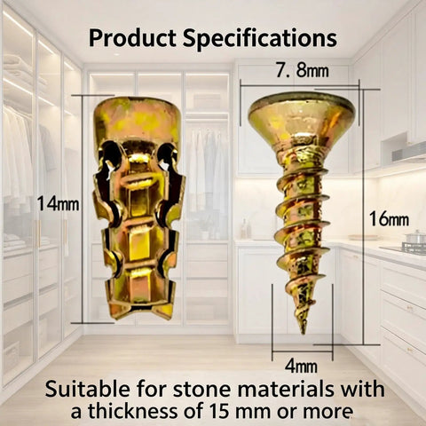 6x14mm Short Expansion Screw Set For Cabinet Hinge Repair And Stripped Thread Restoration, close-up of screws with measurements