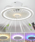 Low Profile Flush Mount Ceiling Fan With Lights And Remote Control, 18 Inch Modern Enclosed Indoor Fan With Invisible Blades