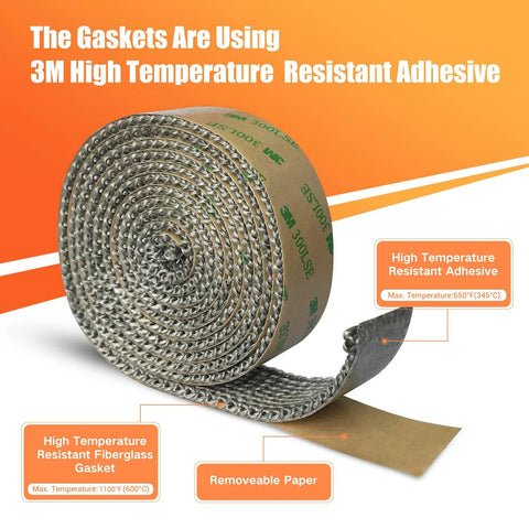 Front view of a roll of 3M self-adhesive stove gasket tape, 1 in by 72 in, fiberglass high-temperature gasket for wood stoves