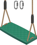 Heavy Duty Swing Seat With Adjustable Rope For Tree Swing, 300 Lb Capacity, Non Slip Plastic Swing Chair in green with snap hooks