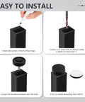 Installation steps for Fourteen Pack Furniture Leveling Feet Set With One Quarter Inch Thread, including marking, drilling, and inserting levelers.