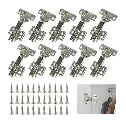 Stainless Steel Cabinet Hinges With Hydraulic Soft Close, Concealed Design, 10 pack with screws and mounted example