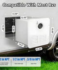 Dimensions and connectivity details of Killer Slick Tankless Instant Gas Water Heater With 55000 BTU For RVs And Campers.