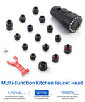 Top Shelf Slick Pull Down Kitchen Faucet Sprayer Head Replacement In Matte Black With Heavy Duty Connectors and tools displayed.