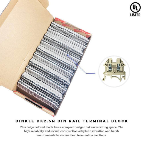 Din Rail Screw Type Terminal Block 12-22 AWG 20A UL 600V High Reliability Compact Block, Vibration And Thermal Variation Ready, Pack Of 100 For Industrial Grade Performance, in open box.