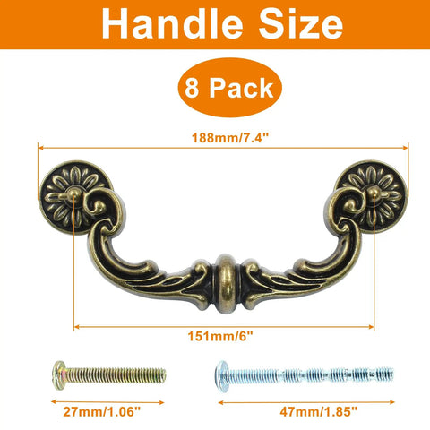 Vintage Zinc Alloy Drop Down Bail Handles For Kitchen Drawers And Furniture Rock Legit Top Shelf Quality Six Inch Center To Center Hardware That Truly Gets The Job Done And Gives Your Cabinets A Dang Cool Glow Up