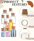 Awesome 25 Pack Mini Plastic Bottles With Cork Stoppers And Eye Screws, featuring colorful sand art, high-quality plastic, and cork stoppers