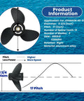 Eleven Point Seven Five Inch Diameter Seventeen Pitch Aluminum Boat Propeller Three Blade Right Hand Rotation Thirteen Spline Rubber Hub OEM For Forty To Fifty Five HP Outboard Stern Drives Compatible With BRP Johnson Evinrude OMC.