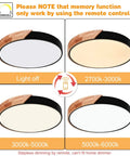 Dimmable 15 Inch Round LED Ceiling Light With Remote Control, Sleek Modern Minimalist Flush Mount, 3 color temp options shown
