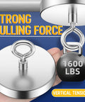 Heavy Duty Fishing Magnet Set With 1600 Lbs Pulling Power showing metal magnet and text 'Strong Pulling Force'