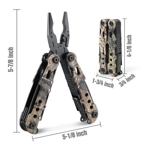 13 In 1 Outdoor Folding Multitool Pliers In Camo With Knife Saw Pliers Wire Cutter Screwdrivers Leather Punch Bottle Opener And Can Opener For Camping Fishing Hiking Survival