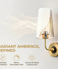 Gold Fabric Shade Wall Sconce Set of 2 - Modern 1-Light Hardwired Brass Wall Lamps with Brushed Gold Finish