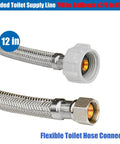 12 Pack Stainless Braided Toilet Water Supply Line 12 Inch Flexible Hose With Seven Eighths Ballcock To 3 Eighths Compression Fittings