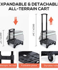 Expandable detachable all-terrain cart for 50 Can Collapsible Rolling Cooler With Wheels And All Terrain Cart, Leakproof Insulated Soft Bag.