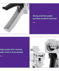 Top Rack 2 Pack Manual Dispensing Gun, 50ml Cartridge Base, close-up of squeeze handle and durable stainless steel metal.