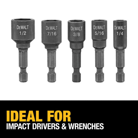 Impact Ready Nut Driver Set Magnetic 5 Piece With Recessed Corners Reduces Shavings And Keeps Fasteners Locked With Extra Strength Magnet For Superior Retention Pro Grade For Pros And DIY.