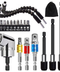 Flexible Drill Bit Extension Set All In One 19 Pieces With One Quarter, Three Eighths, One Half Inch Universal Socket Adapters