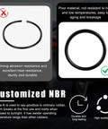 Customized NBR rubber O ring used in Front And Rear Bumper Quick Release Kit with durability and heat resistance details.