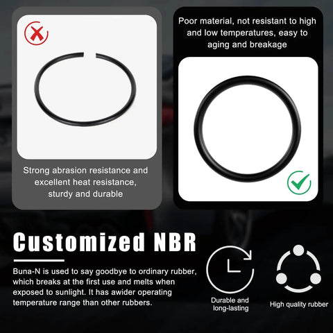 Customized NBR rubber O ring used in Front And Rear Bumper Quick Release Kit with durability and heat resistance details.